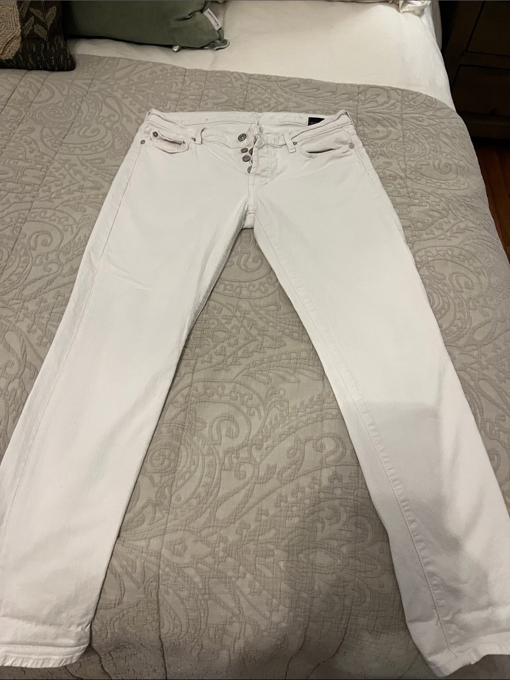 7 For All Mankind White Straight Leg Jeans